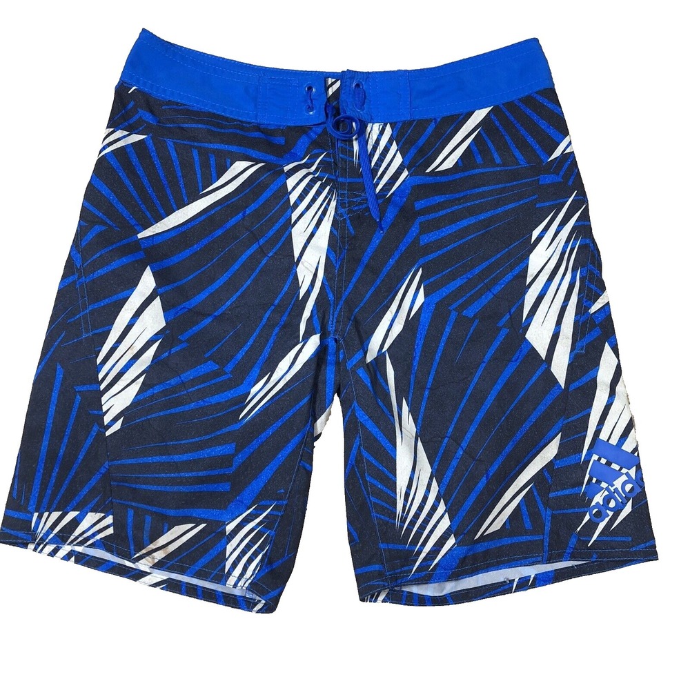 Adidas Swim Trunks Men Size 28 Blue Mesh Liner Bathing Suit Board Shorts